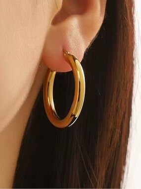 Chunky Hoop Earring, Waterproof Hoops
